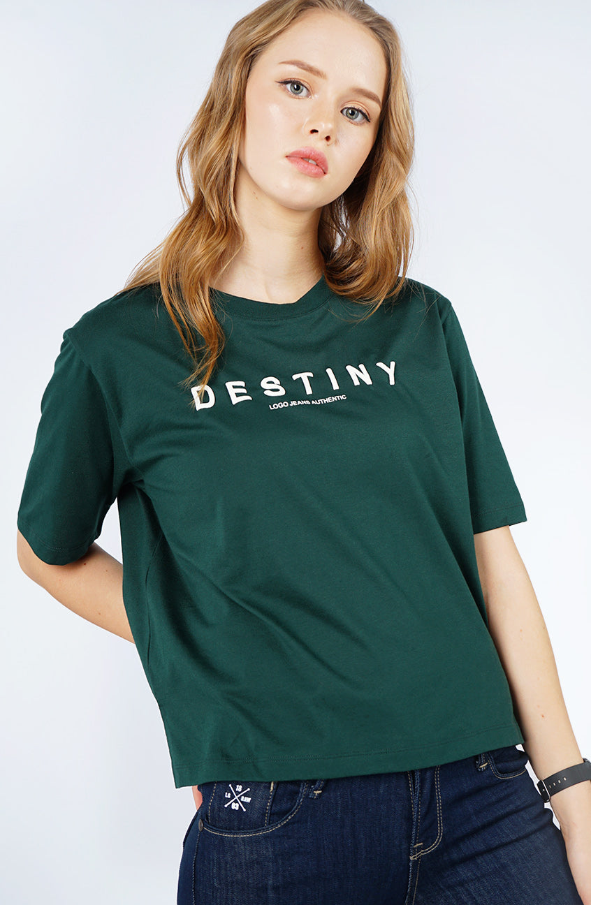 T-Shirt Regular Lengan Pendek Clarabel Dark Green