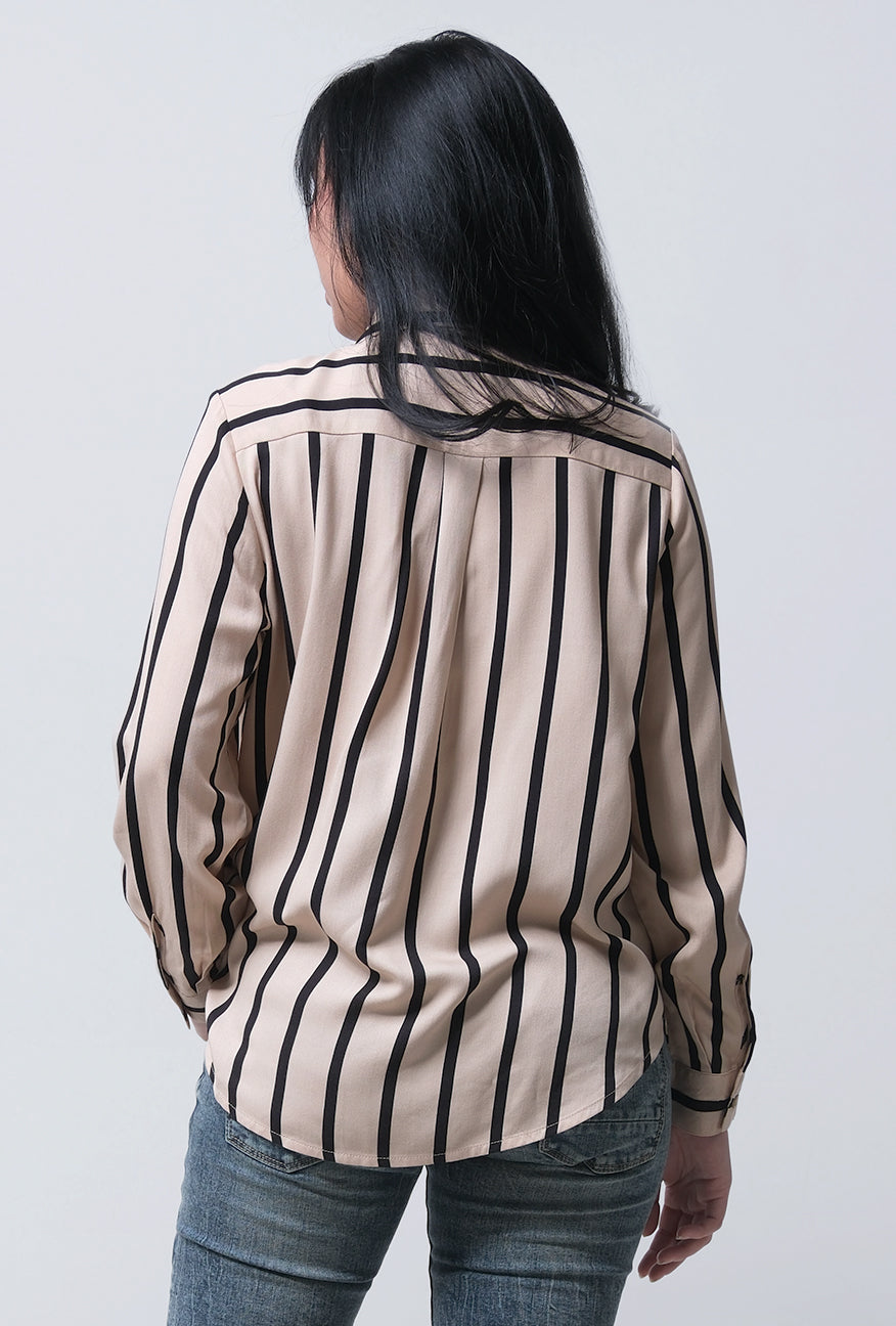 Kemeja Lengan Panjang Agatha Khaki Black