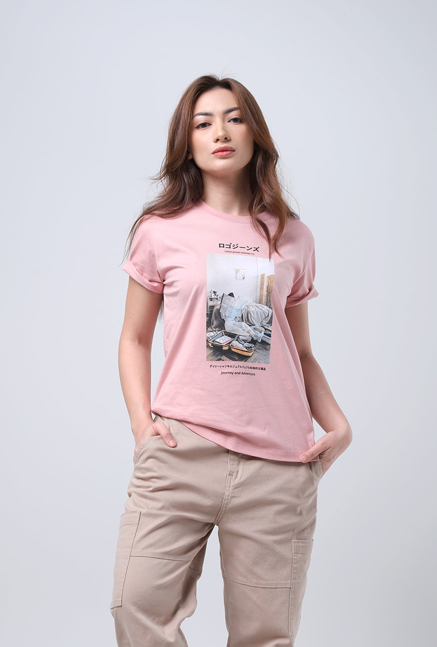 T-Shirt Basic Lengan Pendek Belinda Pink