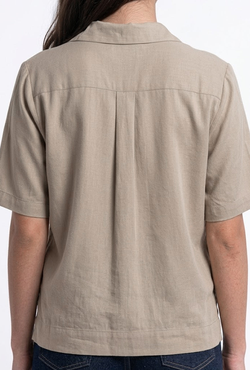 Kemeja Lengan Pendek Kenzy Beige Cream