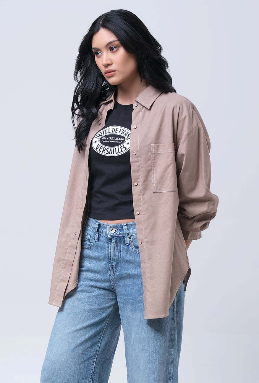 Kemeja Lengan Panjang Cala Brown
