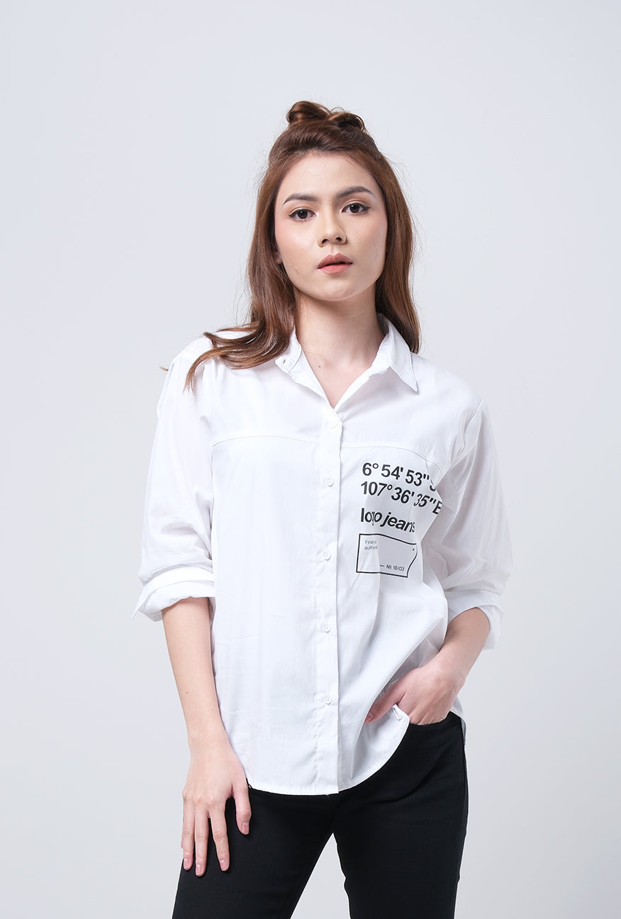 Kemeja Lengan Panjang Elaina Offwhite