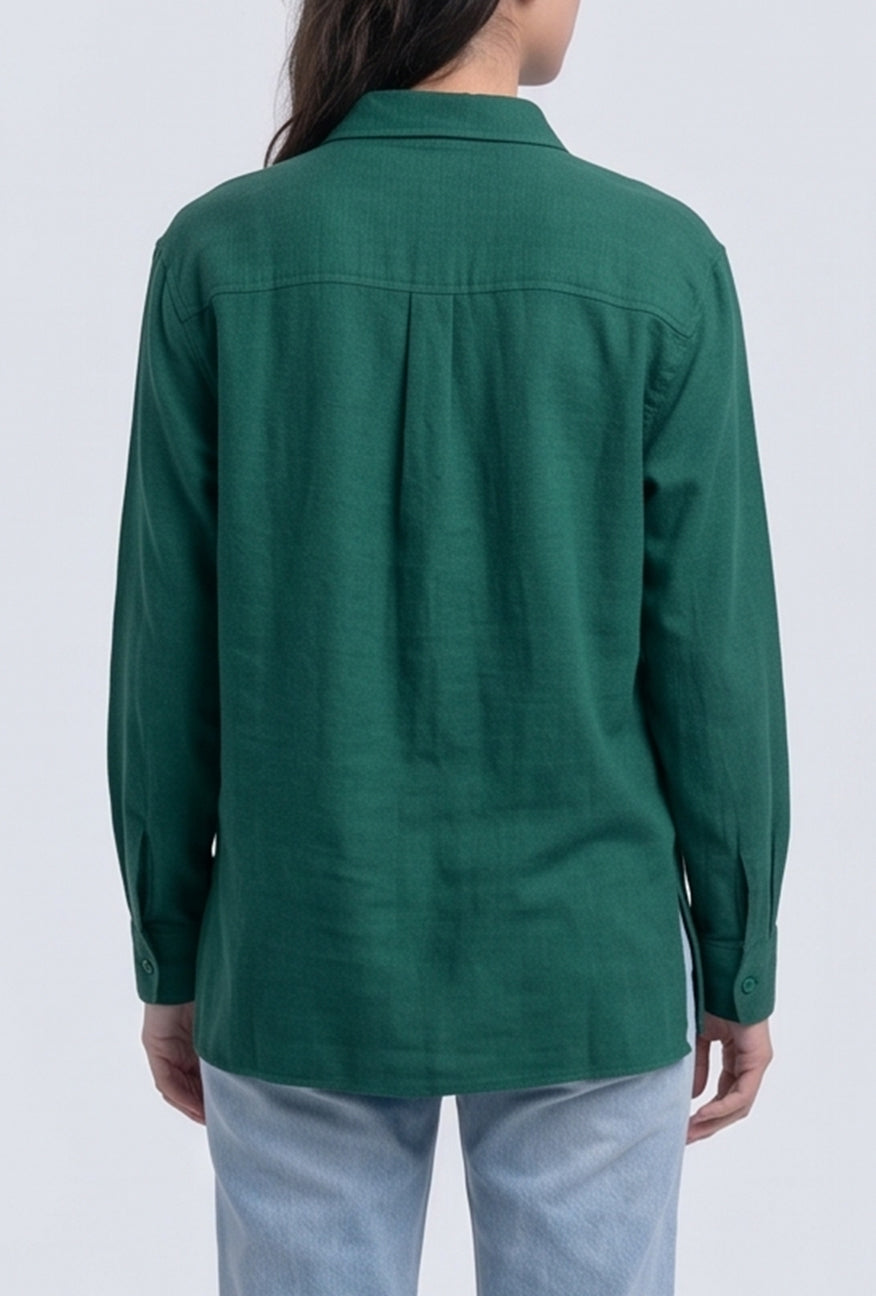 Kemeja Lengan Panjang Windy Dark Green
