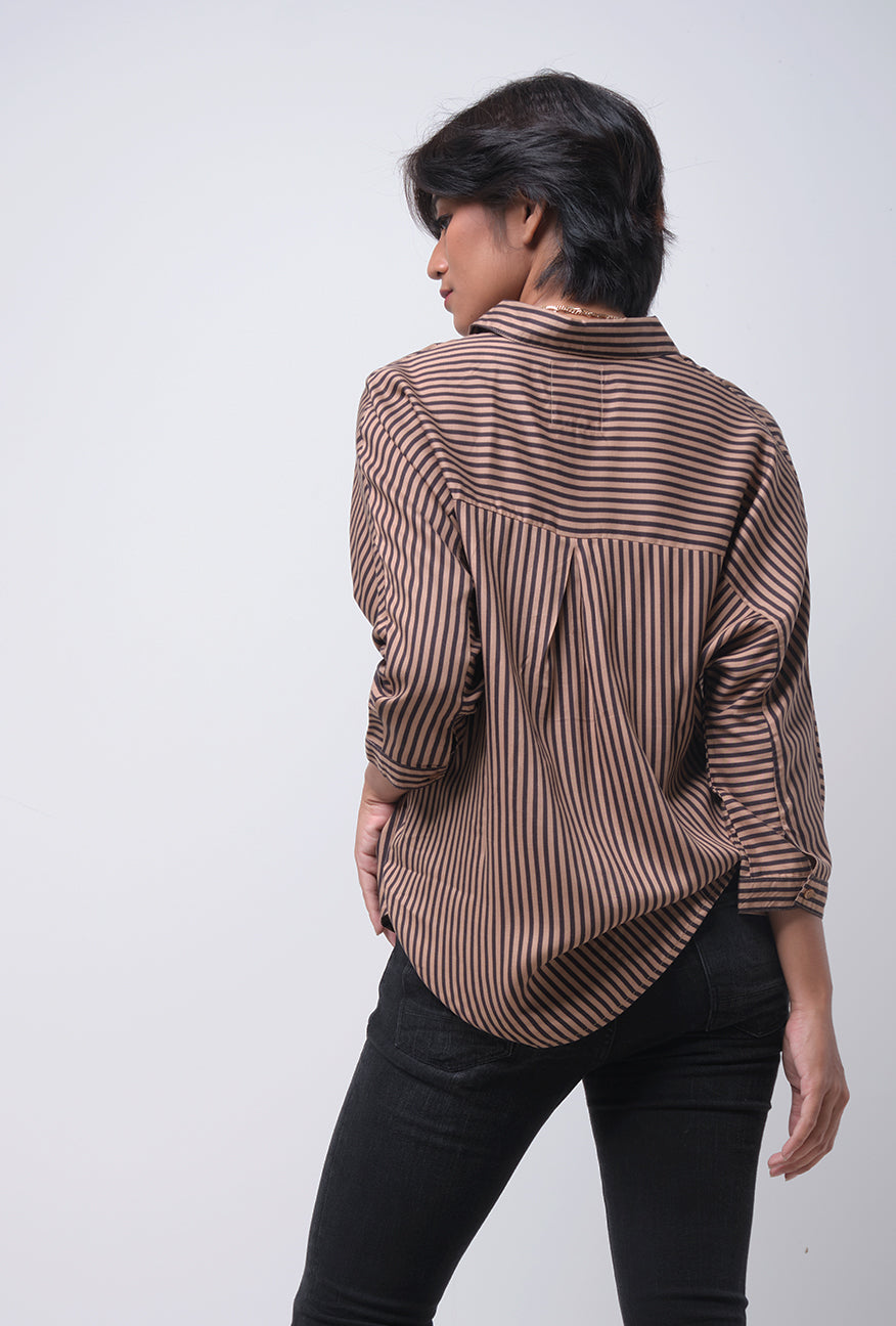 Kemeja Lengan Panjang Alene Brown Black