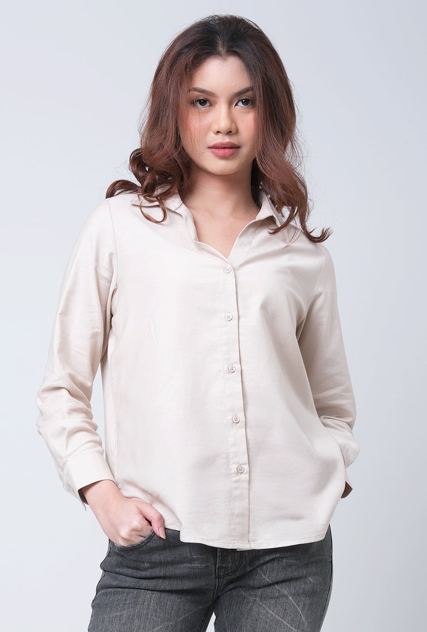 Kemeja Lengan Panjang Ninette Khaki