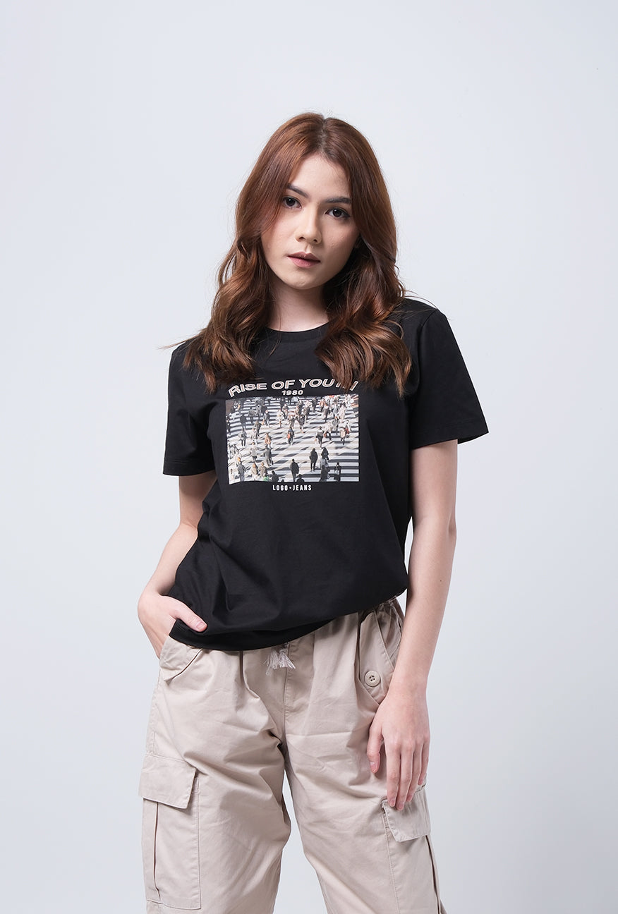 T-Shirt Basic Lengan Pendek Elnina Black