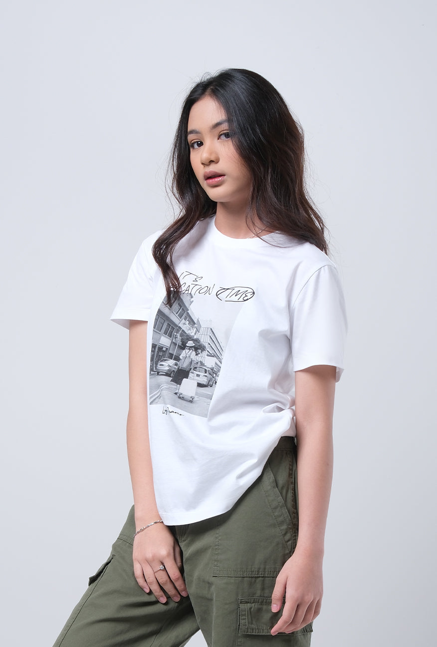 T-Shirt Basic Lengan Pendek Violet Offwhite