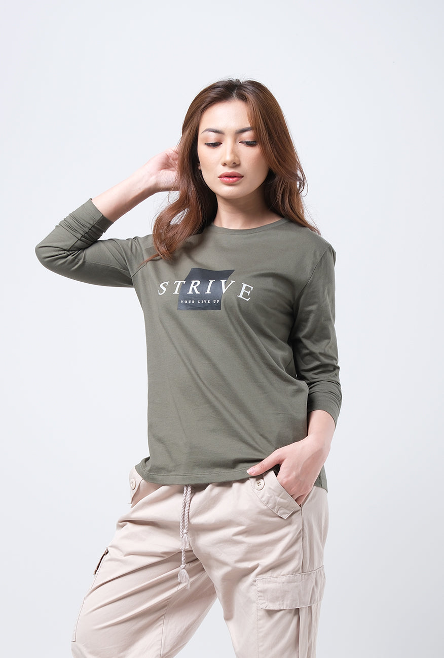 T-Shirt Lengan Panjang Daphne Olive