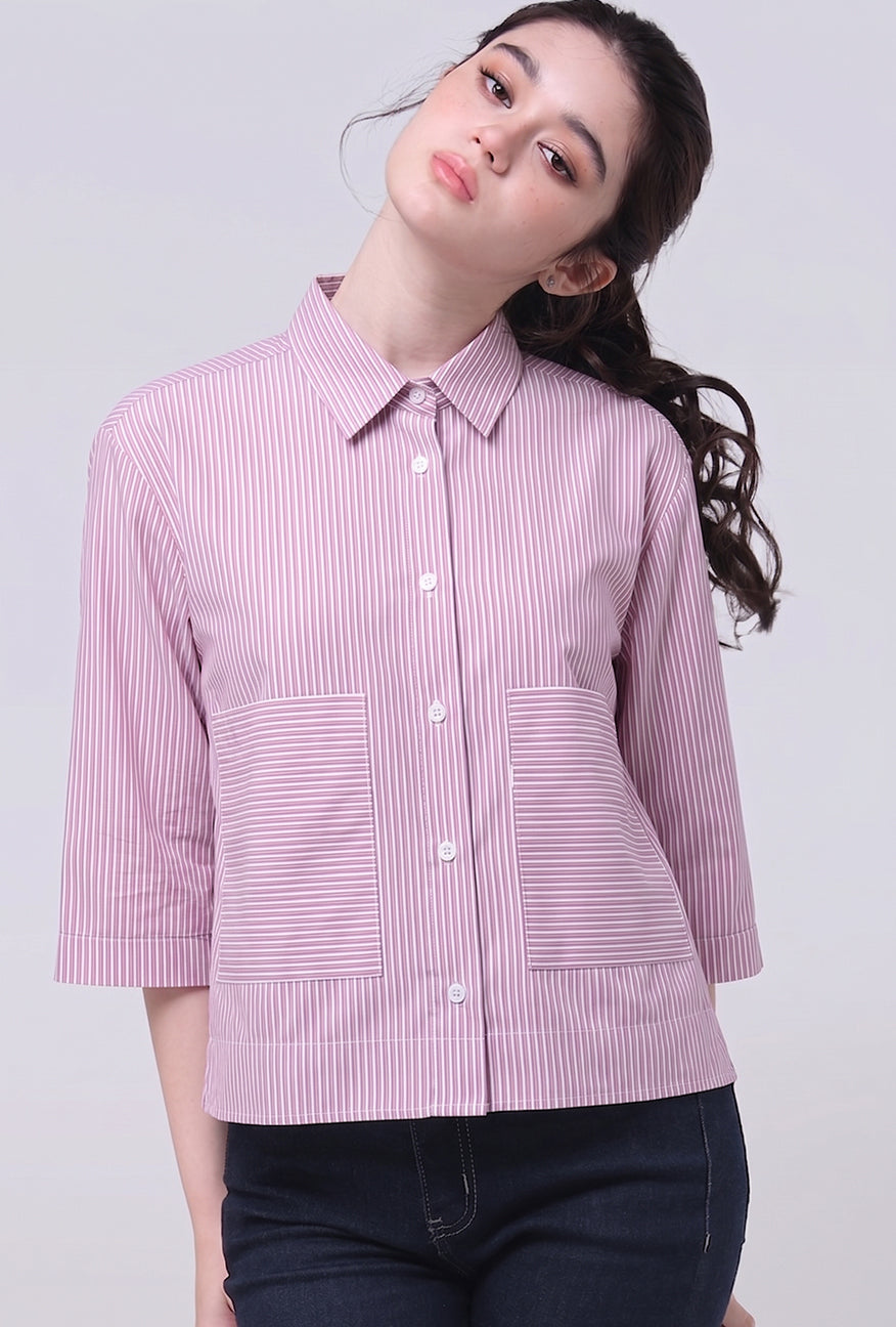 Kemeja Luna Purple White Exclusive Online