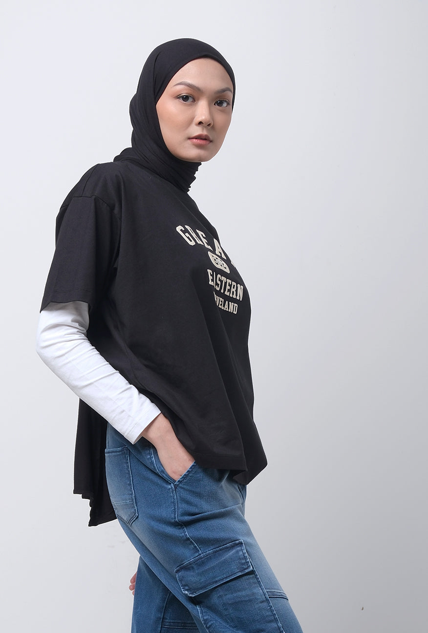 T-Shirt Oversized Lengan Pendek Velove Black