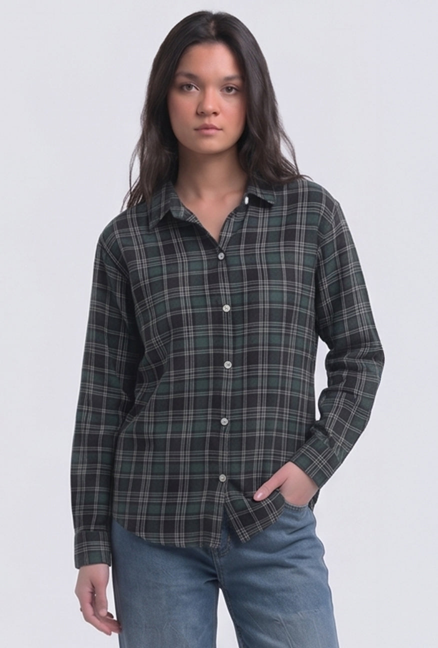 Kemeja Flanel Jenna Green Black