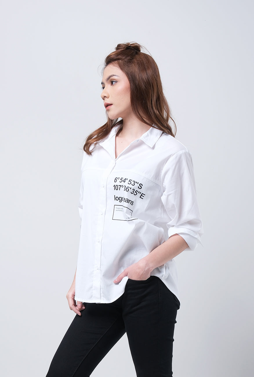 Kemeja Lengan Panjang Elaina Offwhite