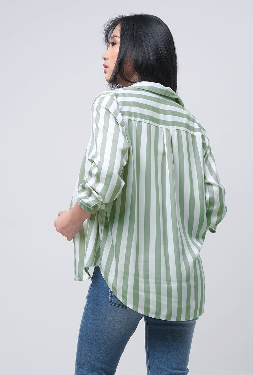 Kemeja Lengan Panjang Xena Sage White