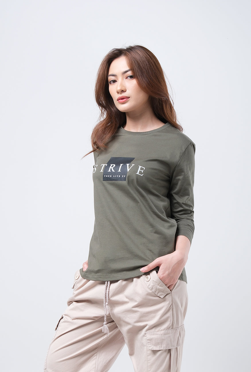 T-Shirt Lengan Panjang Daphne Olive