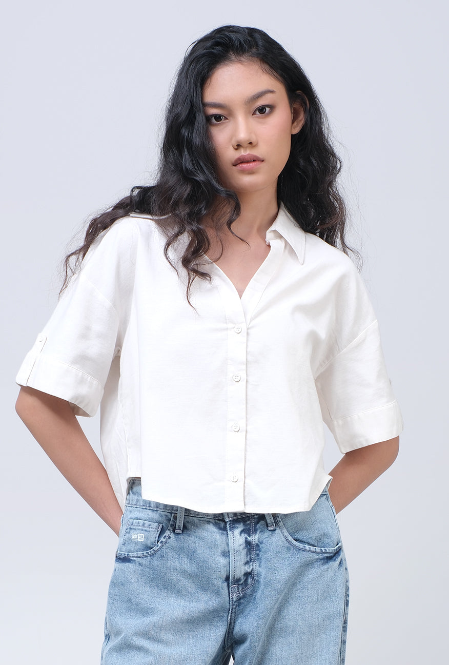 Kemeja Lengan Pendek Berinda Offwhite Exclusive Online