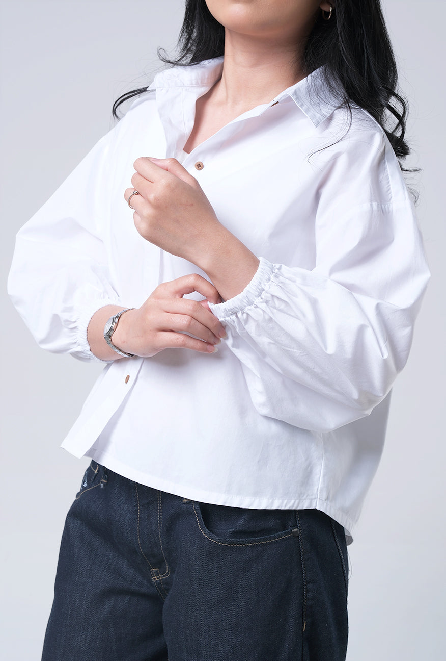 Kemeja Lengan Panjang Zelva White