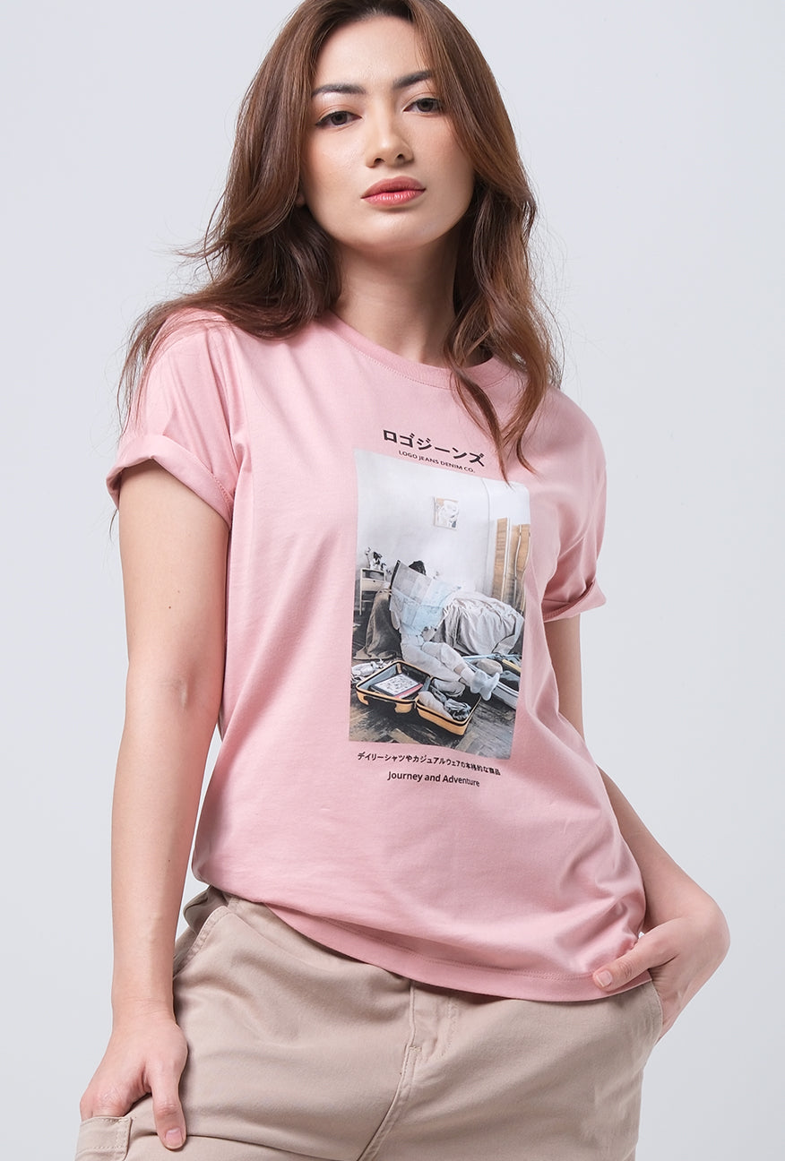 T-Shirt Basic Lengan Pendek Belinda Pink