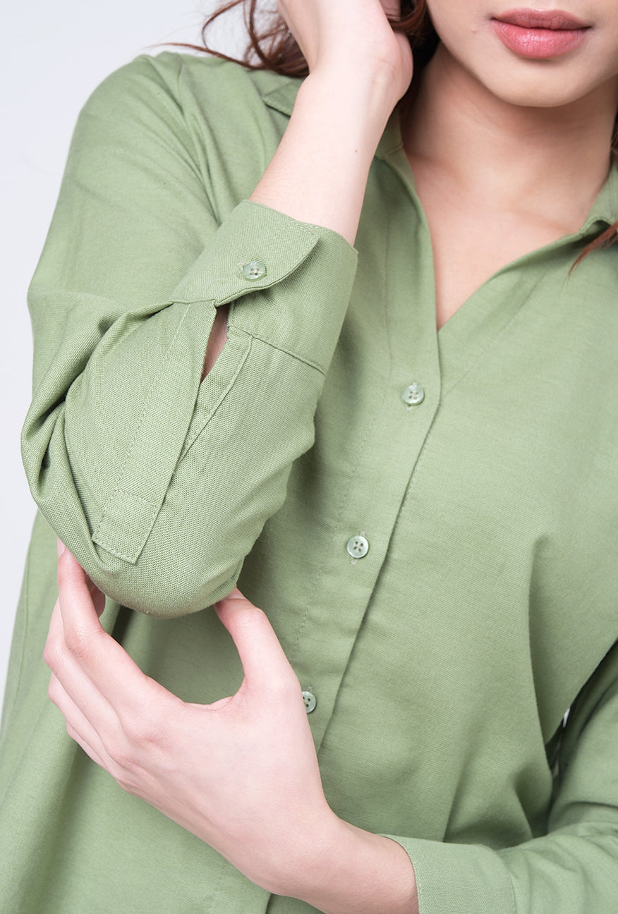 Kemeja Lengan Panjang Ninette Green