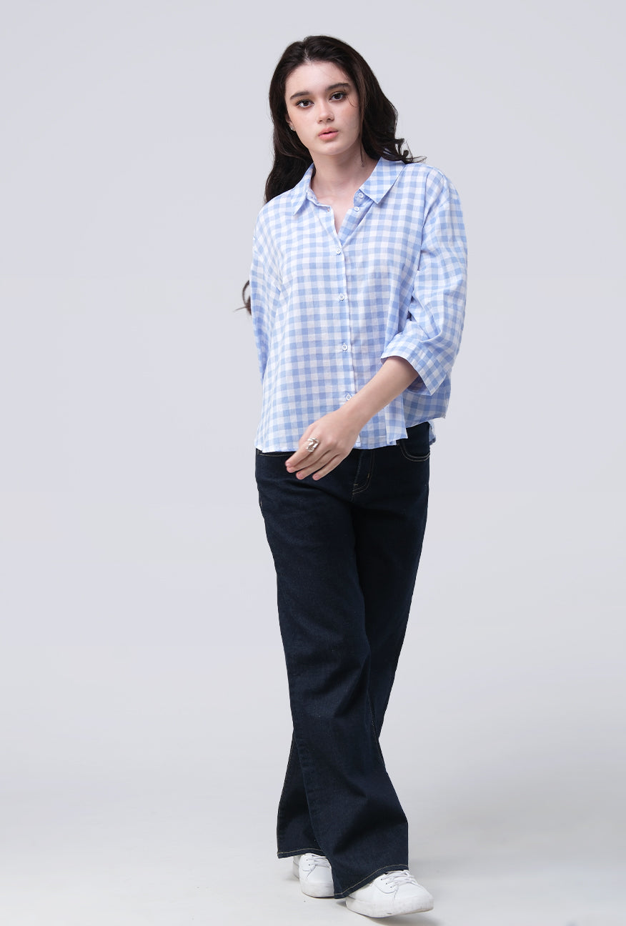 Kemeja Zyala Blue White
