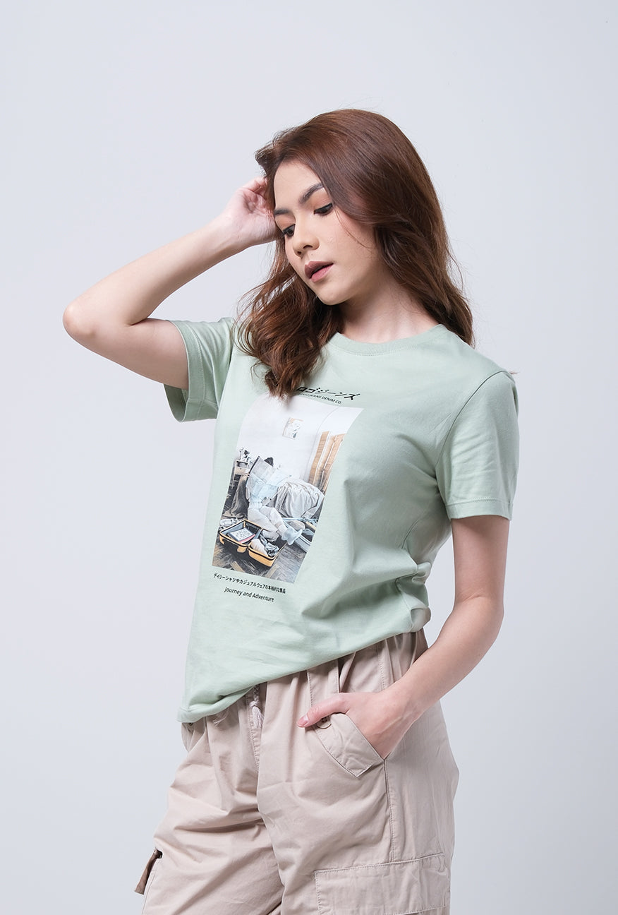 T-Shirt Basic Lengan Pendek Belinda Light Green