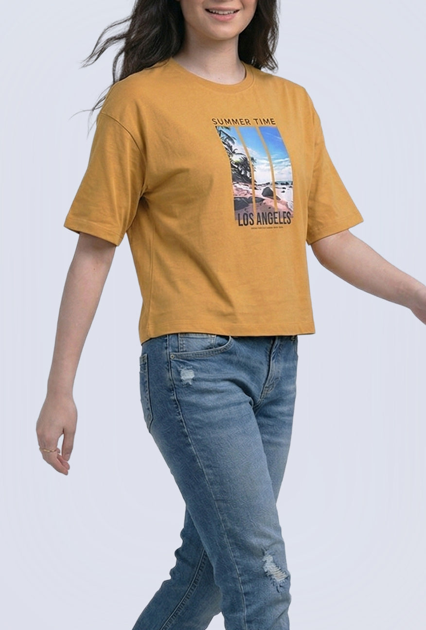 T-Shirt Lengan Pendek Ellie Mustard
