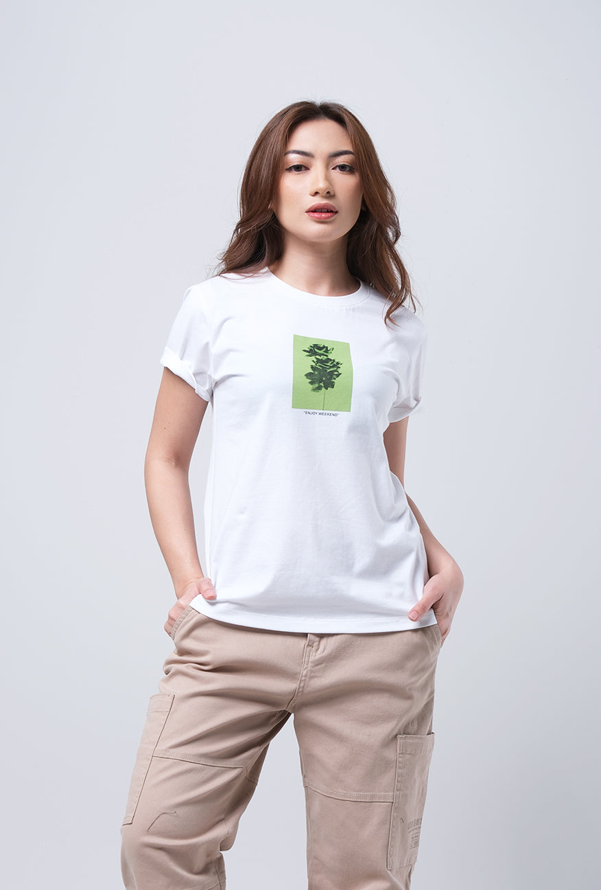 T-Shirt Basic Lengan Pendek Calrissa Offwhite