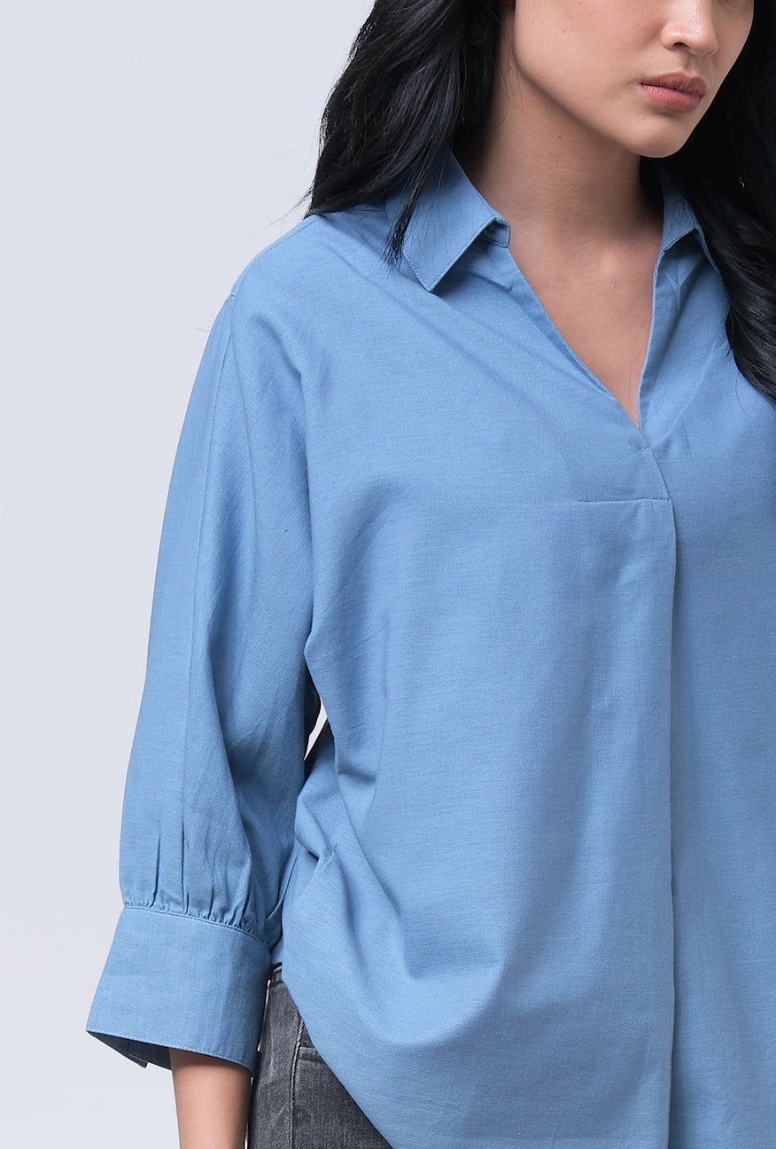 Kemeja Lengan Panjang Bryn Blue