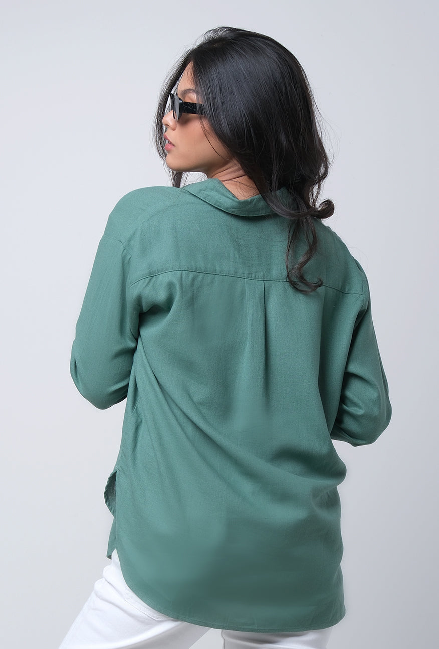 Kemeja Lengan Panjang Lindy Dusty Green