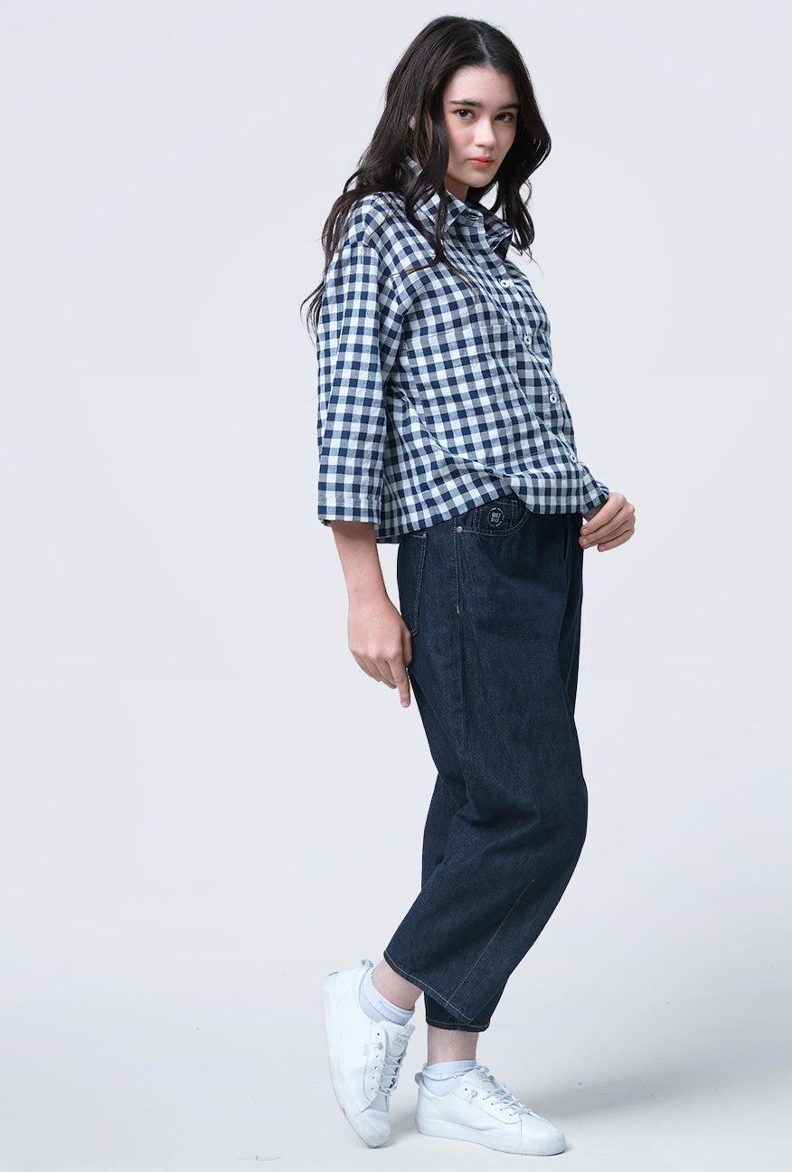 Kemeja Lumi Navy White Exclusive Online