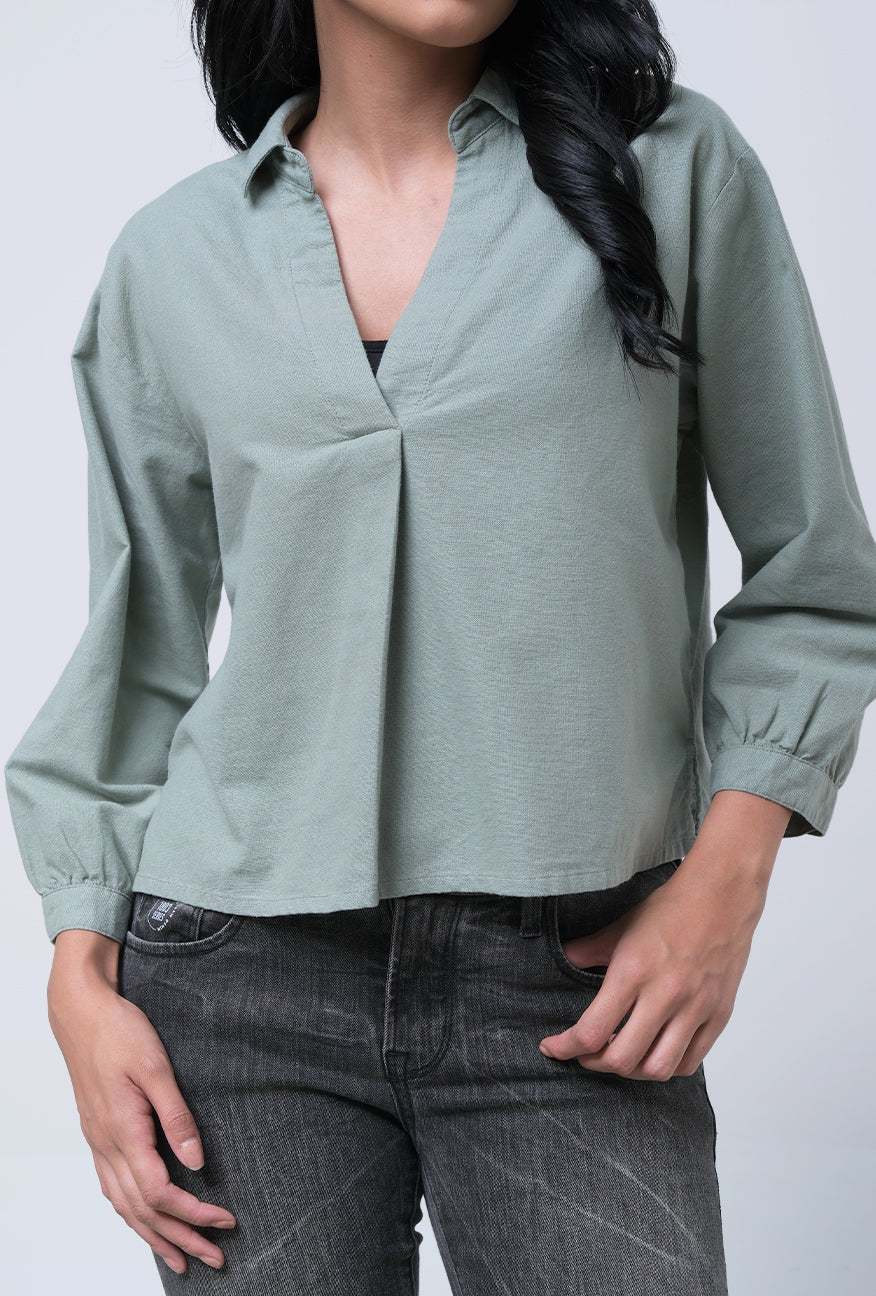 Kemeja Lengan Panjang Zeea Sage Shirt Exclusive Online