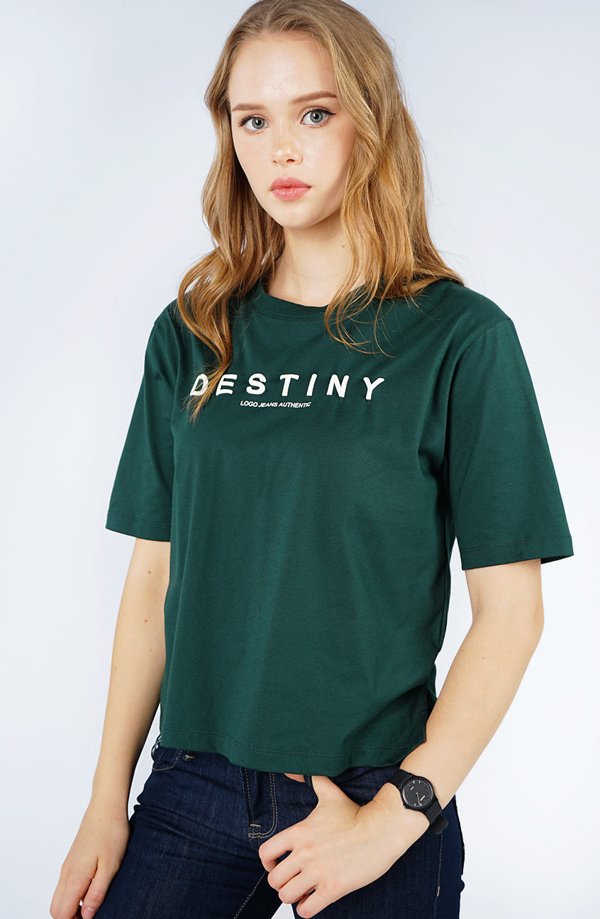 T-Shirt Regular Lengan Pendek Clarabel Dark Green