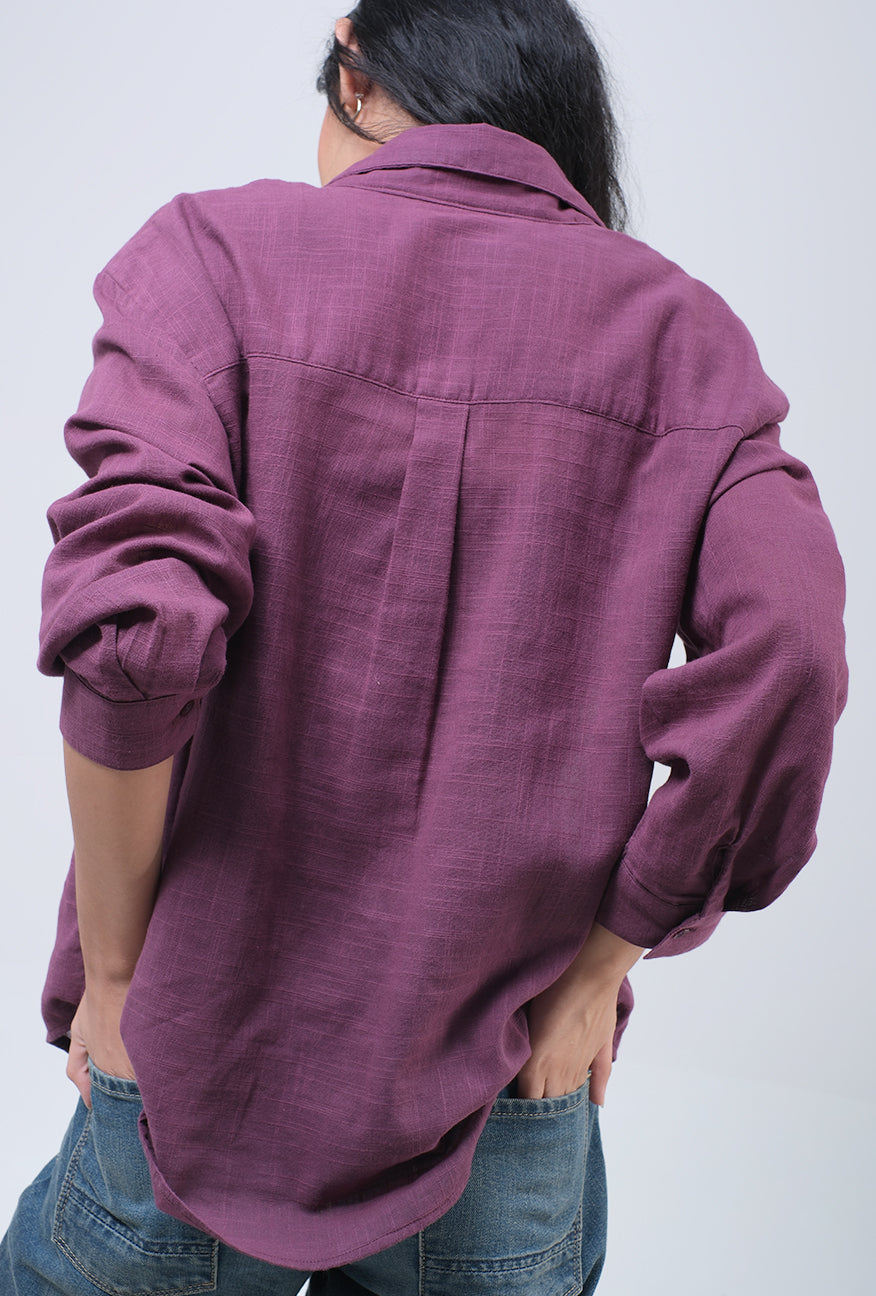 Kemeja Lengan Panjang Aveela Dark Purple
