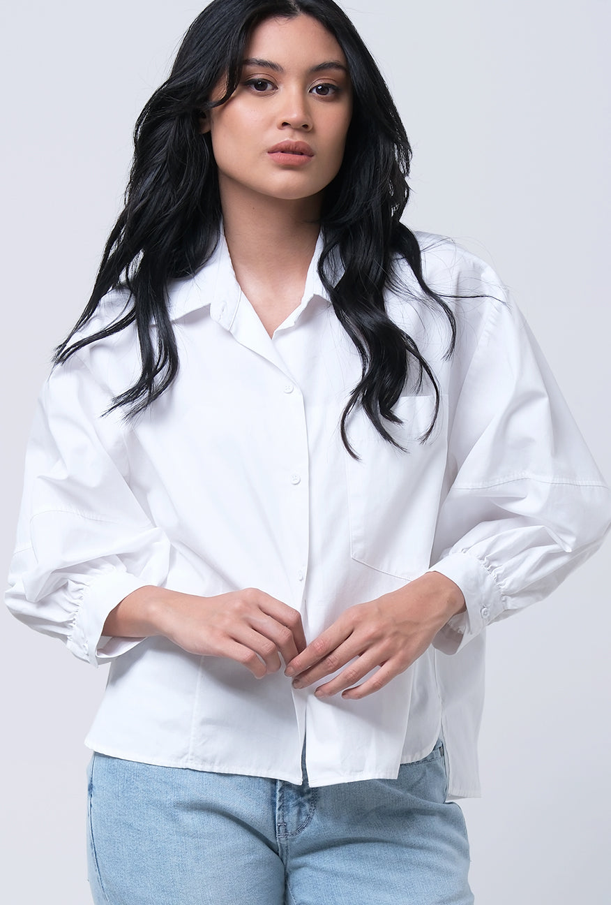 Kemeja Lengan Panjang Danica White