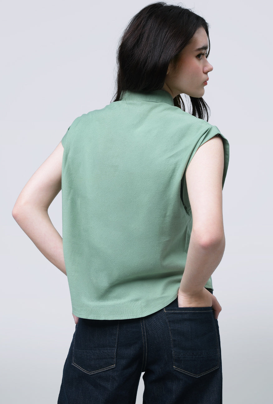 Kemeja Lengan Pendek Oryna Green Exclusive Online