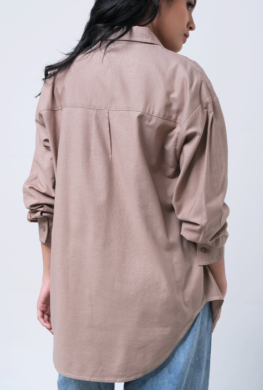 Kemeja Lengan Panjang Cala Brown