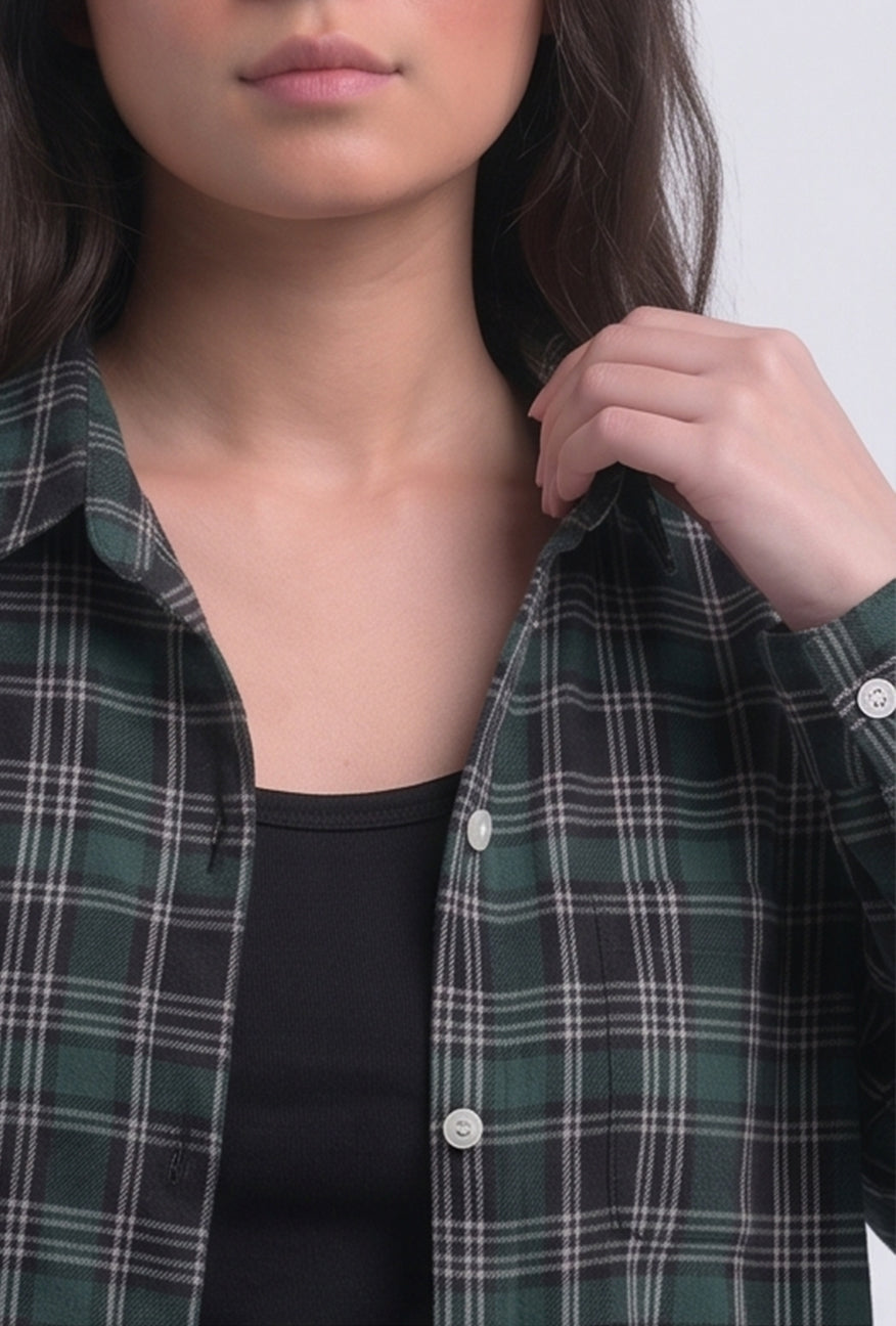Kemeja Flanel Jenna Green Black
