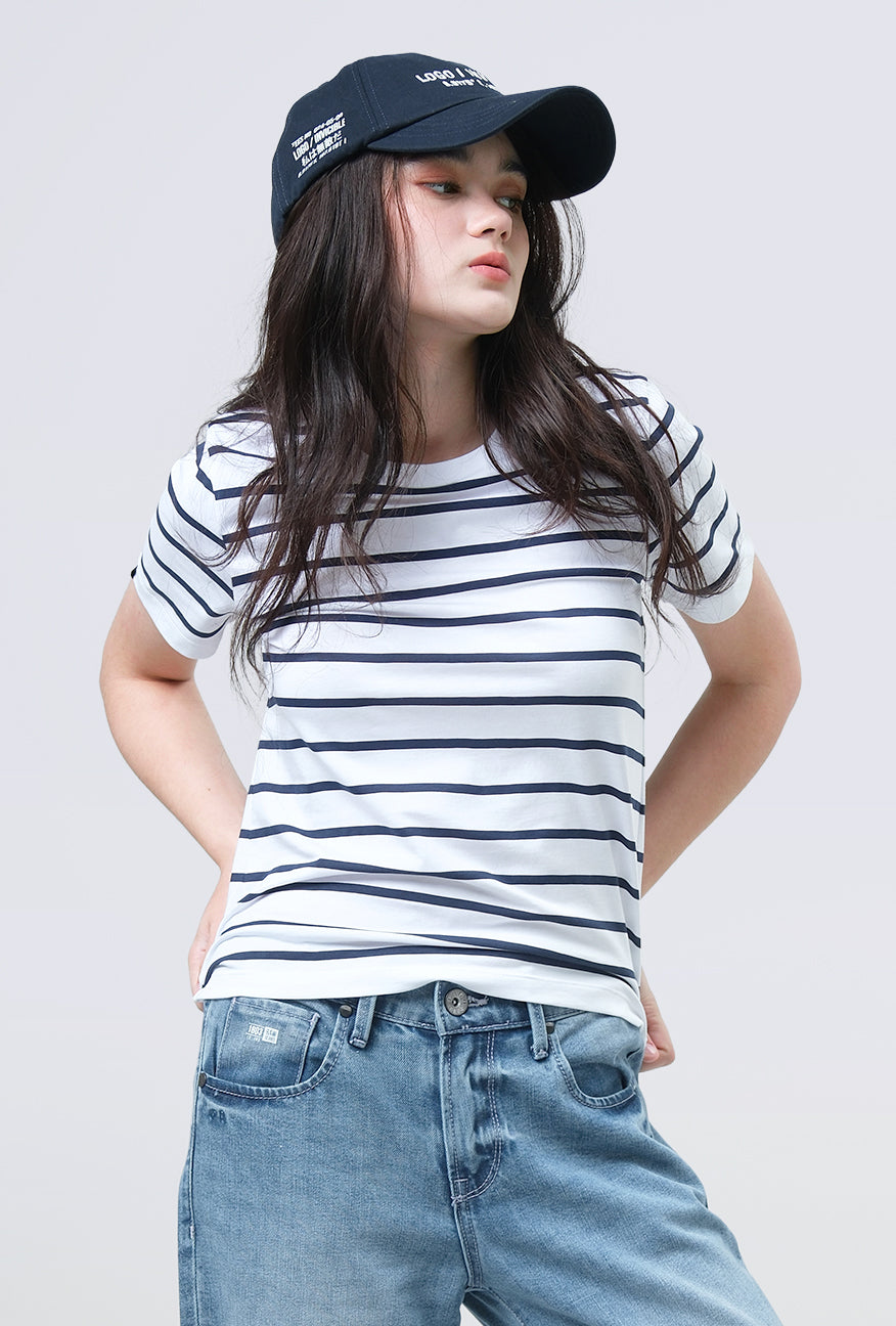 T-Shirt Lengan Pendek Kasha White Navy