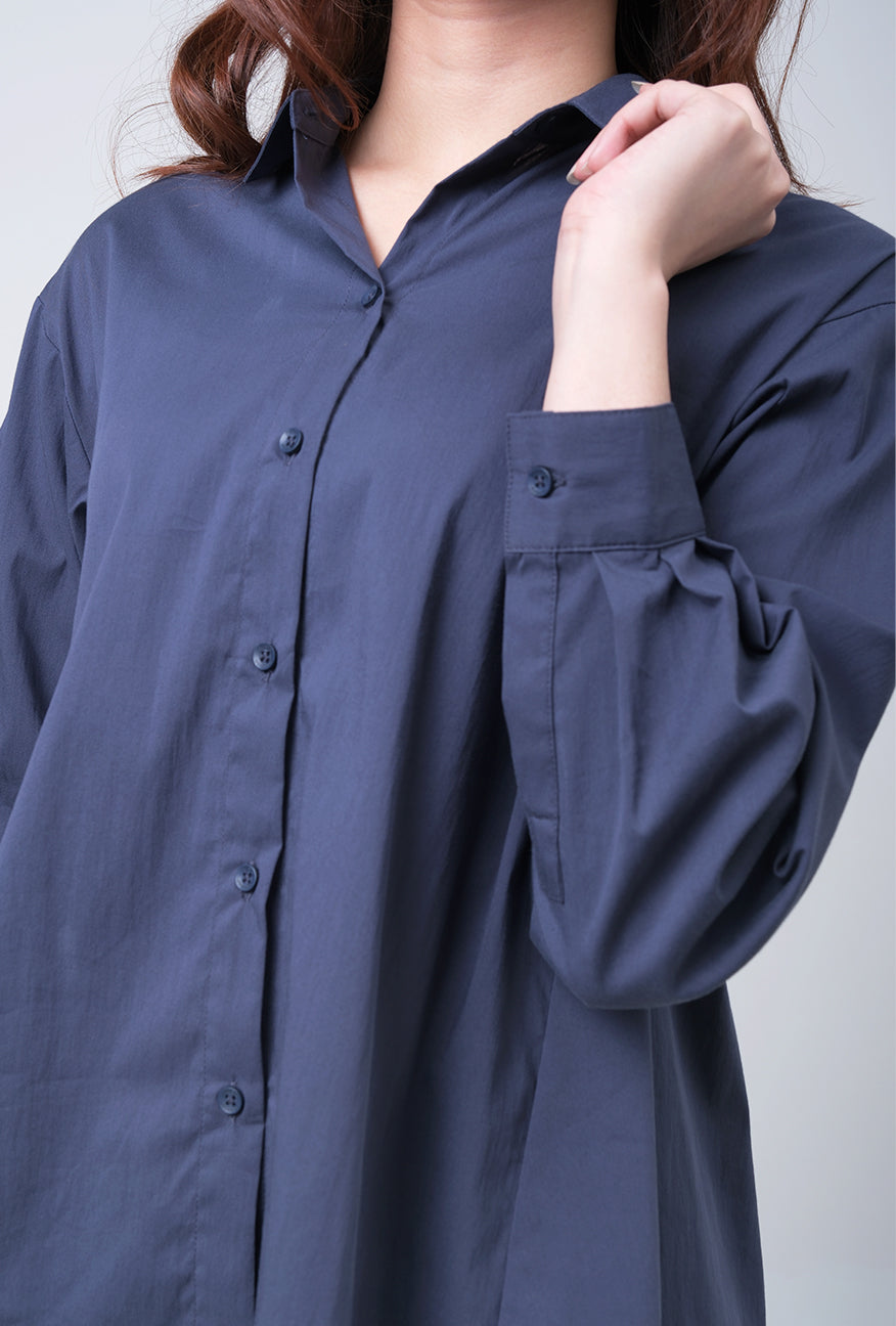Kemeja Lengan Panjang Raquel Navy