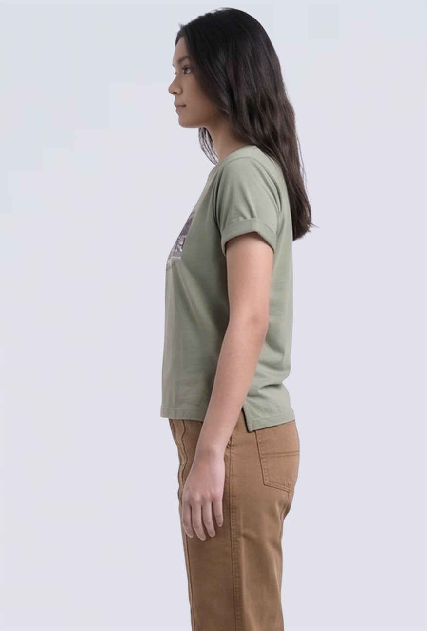 T-Shirt Boxy Lengan Pendek Alindra Sage