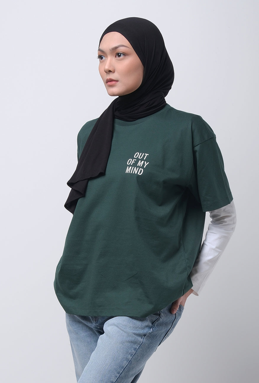 T-Shirt Oversized Lengan Pendek Valerie Dark Green