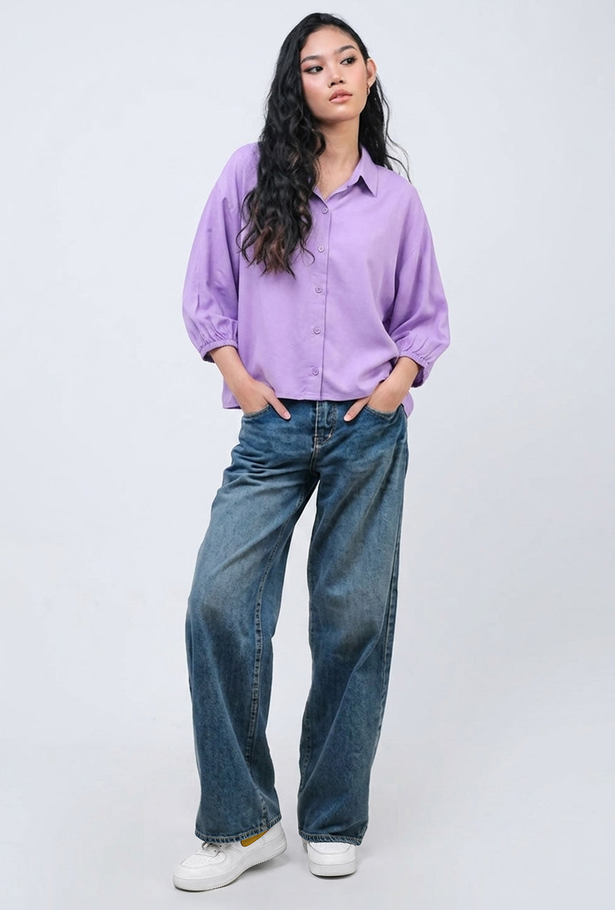 Kemeja Lengan Panjang Shenny Lavender