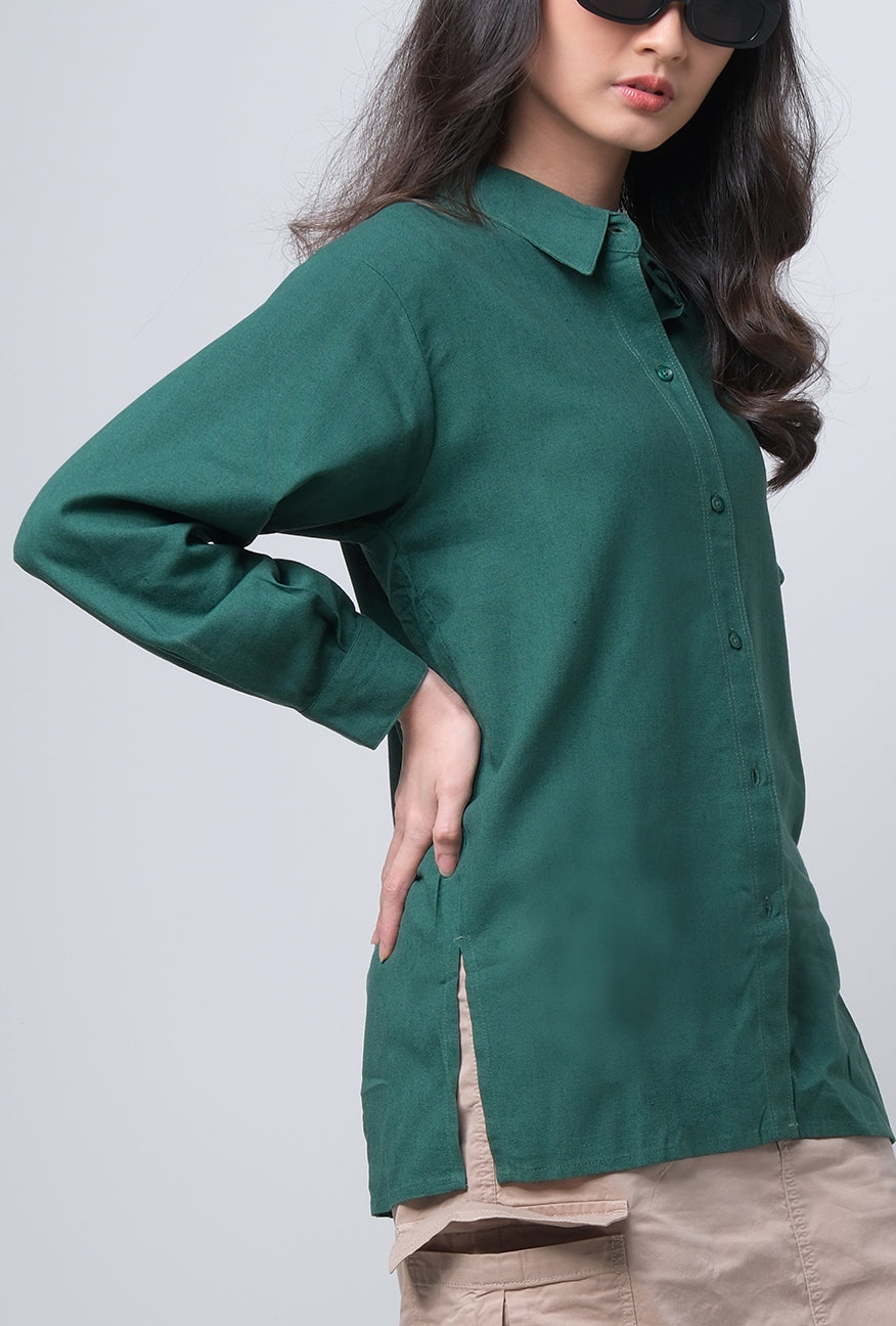 Kemeja Lengan Panjang Windy Dark Green