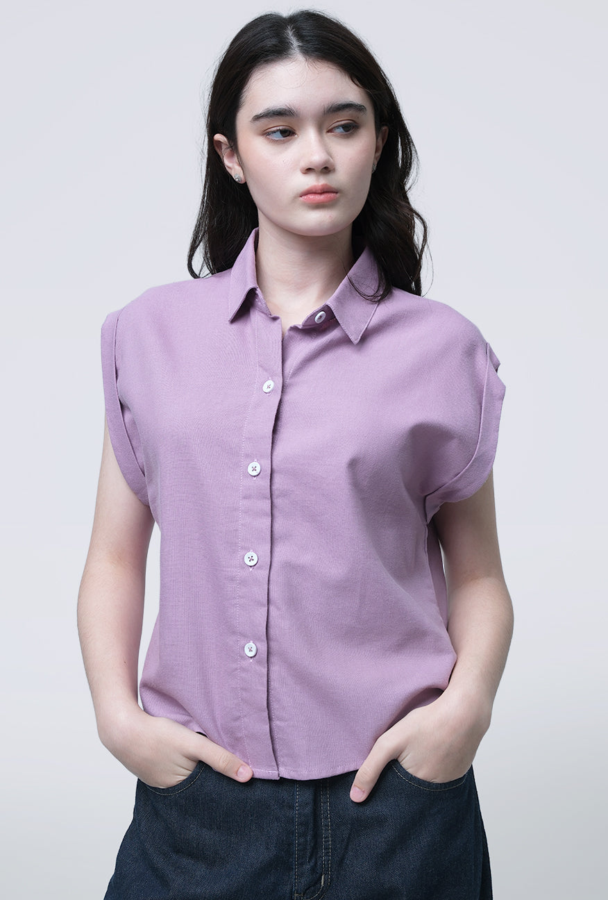 Kemeja Lengan Pendek Oryna Lavender Exclusive Online