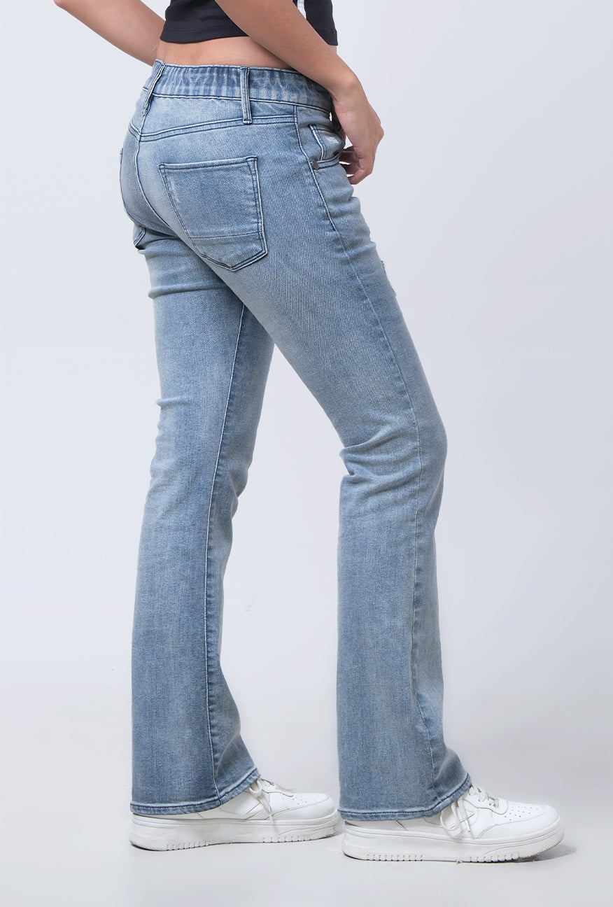 Jeans Bootcut J5 Series Light Blue With Destroy