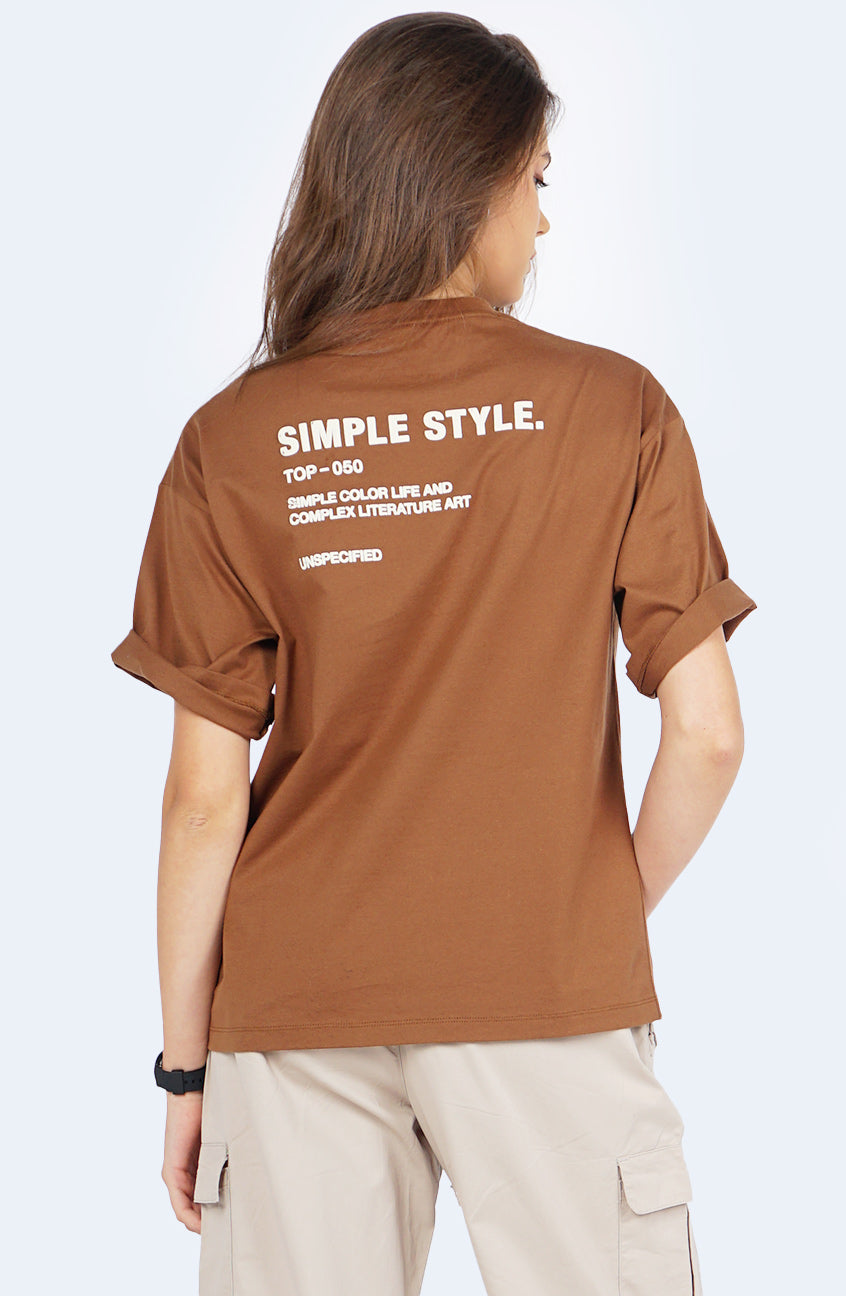 T-Shirt Oversized Lengan Pendek Belvina Brown
