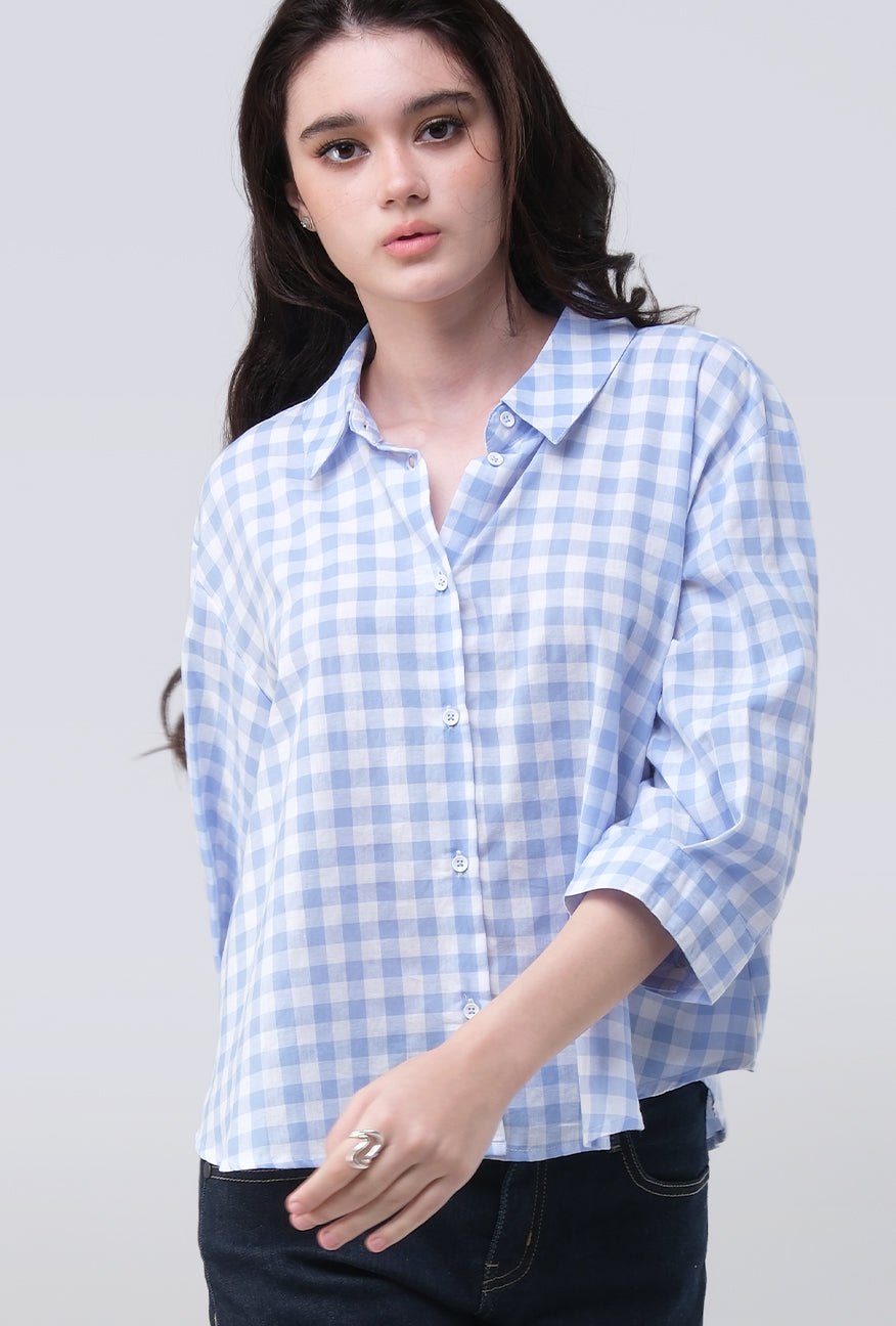 Kemeja Zyala Blue White