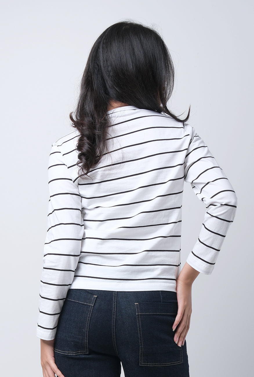 T-Shirt Felysia Offwhite Black Stripe