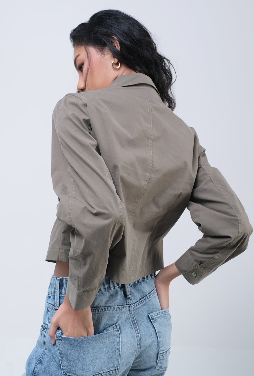 Kemeja Lengan Panjang Rose Olive