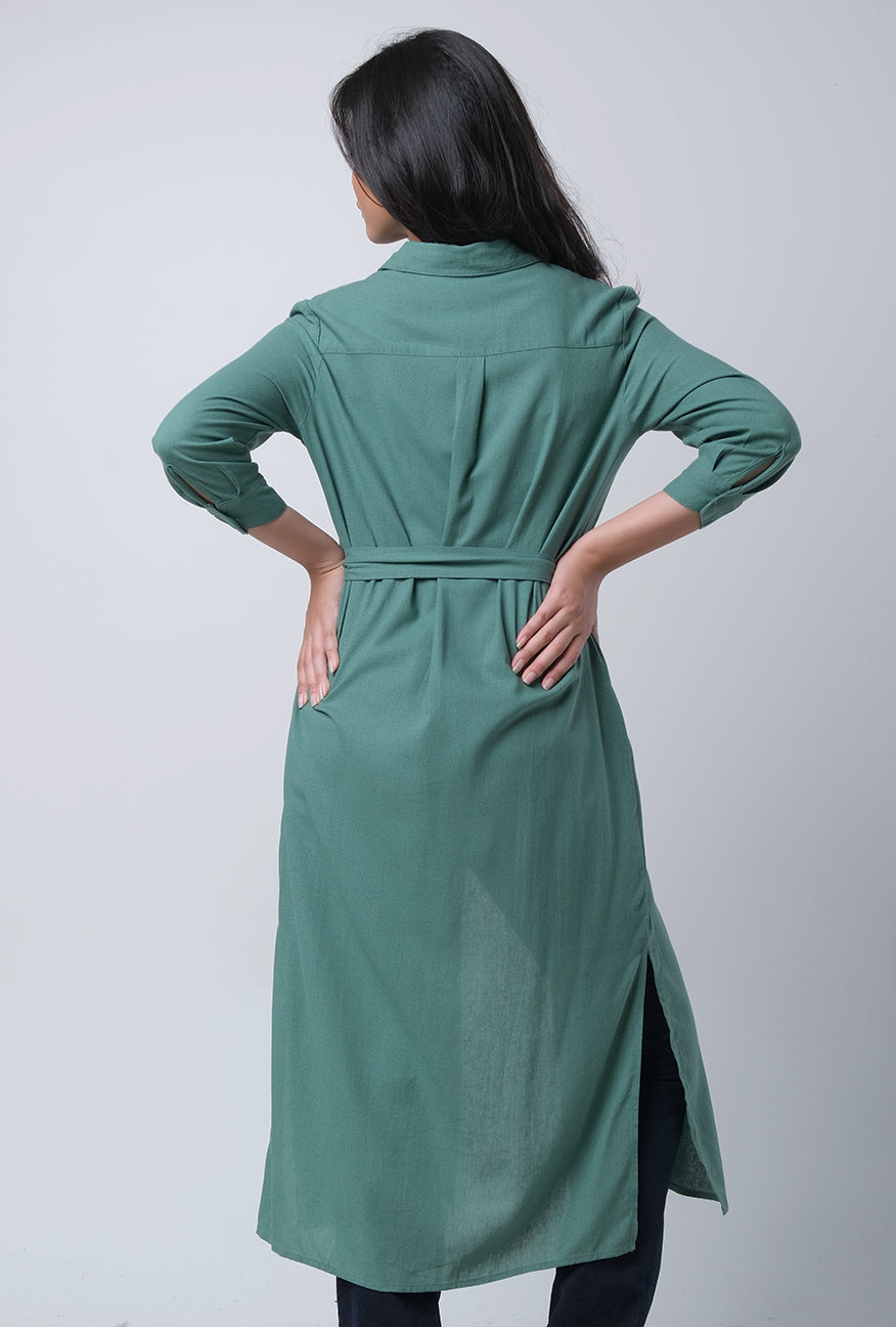 Dress Lengan Panjang Prisy Dusty Green