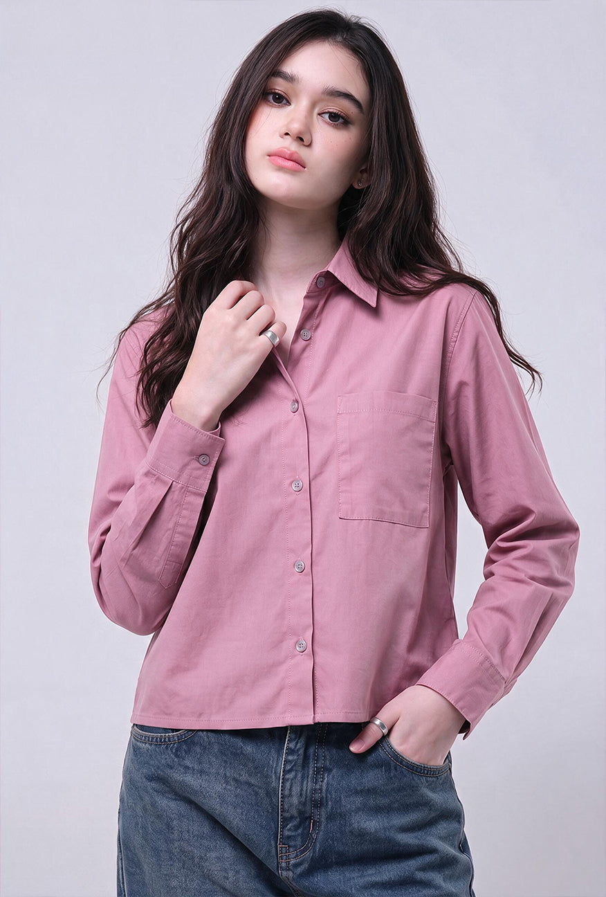 Kemeja Lengan Panjang Selra Pink Exclusive Online